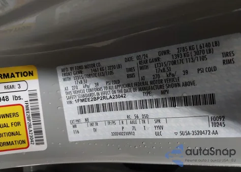 2024 Ford Bronco Wildtrak z USA, uszkodzony, nr VIN 1FMEE2BP2RLA23042